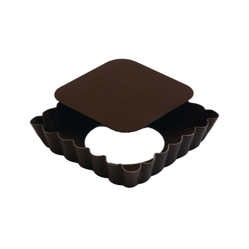 Gobel Non-Stick Square Fluted Tart Mold with Loose Removable Bottom, 100mm