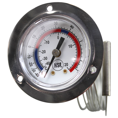 2" Recessed Dial Refrigerator / Freezer Thermometer with 48" Capillary