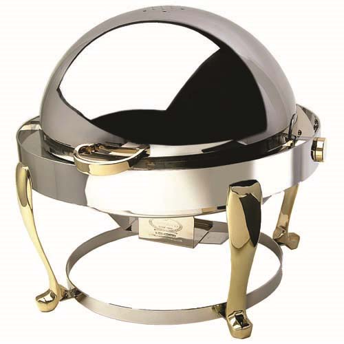 Eastern 3608FS/SS Qt. Tabletop Freedom Round Rolltop Chafer w/ Drip-Free Feature - Stainless Steel
