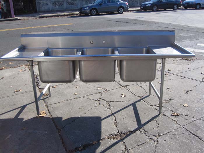 3 Compartment Stainless Steel Sinks Will Fit Full Size Sheet Pans Used Good Condition