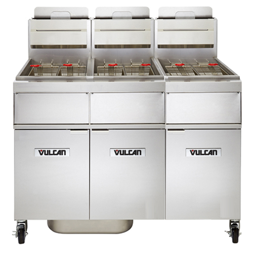 Vulcan 3TR45AF Freestanding LP Gas Fryer - 135 lb. Oil Cap. w/ Solid State Analog Knob Control