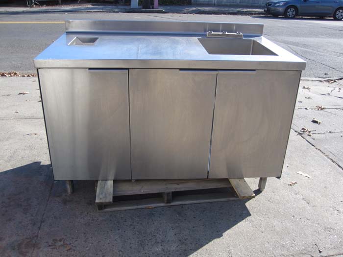 Stainless Steel Table With Sink & Trash Hole & S/S Garbage Can Used very Good Condition