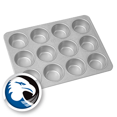 Chicago Metallic Aluminized Steel Jumbo-Muffin Pan, 12 Cavities 3-1/2" Top Inner Diameter, 1-1/4" Deep.