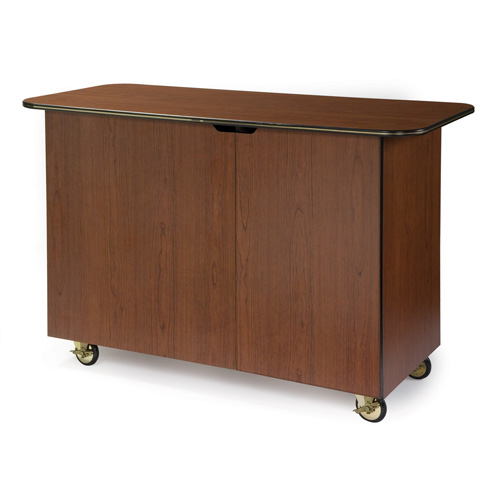 Geneva 6820502 Large Enclosed Service Cart - 2 Hinged Doors, 1 Right and 2 Left Adjustable Shelves - Victorian Cherry Laminate Finish