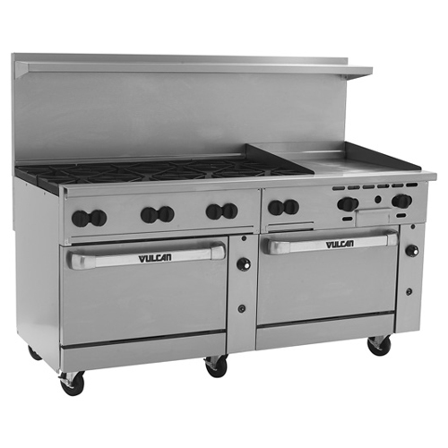 Vulcan 72SS-8B24GP Endurance LP Gas Range 72", 8 Burners, 24" Manual Griddle