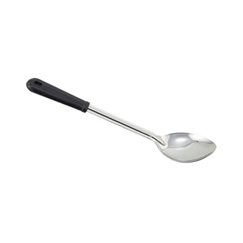 Winco 15" Stainless Steel Solid Serving Spoon w/Black Handle