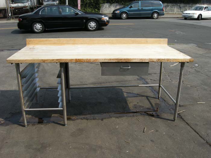 Butcher Block Wood Top Table - Used Condition