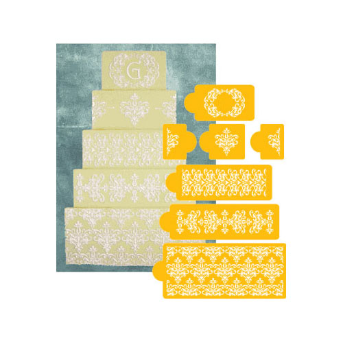 Designer Stencils Decorating Cake Stencil 5 tier Lace Set