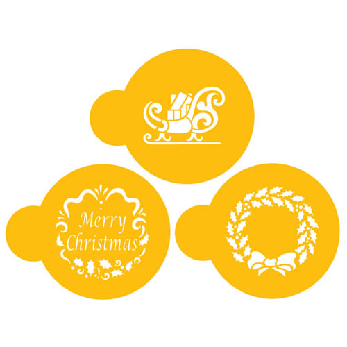 Designer Stencils Decorating Cookie/Cupcake Stencil, Holiday Christmas Greetings, easily fit on round cookies