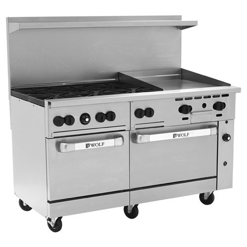 Wolf C60SC-6B24GN Challenger Natural Gas Range 60", 6 Burners, 24" Manual Griddle