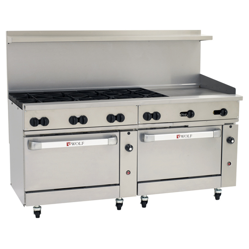 Wolf C72SS-8B24GTP Challenger LP Gas Range 72", 8 Burners, 24" Griddle