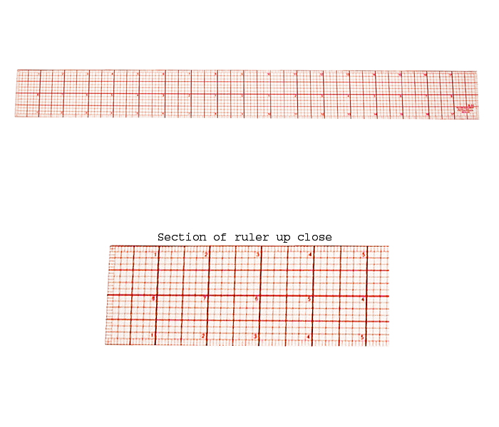 C-Thru Inch Ruler. Inches broken down in 16ths. Overall length: 18"