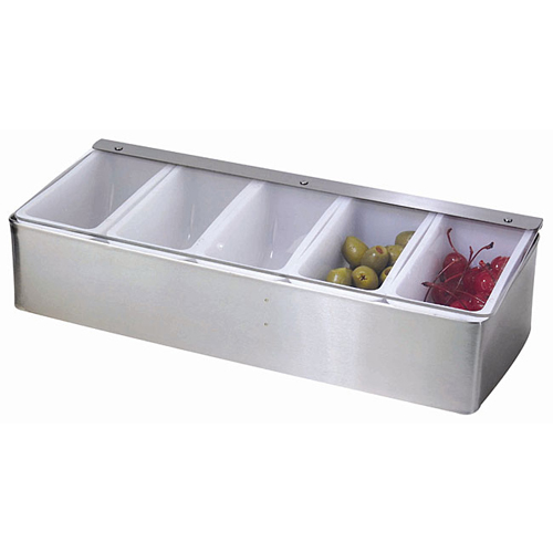 Winco CDP-5 Condiment Tray/Dispenser, S/S Base, 5 Compartment