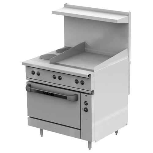 Vulcan EV36S-2FP24G240 Electric Restaurant Range 36", 2 French Plates, 24" Griddle - 240V