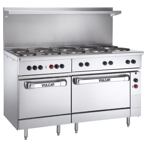 Vulcan EV60SS-10FP480 Electric Restaurant Range 60", 10 French Plates, 2 Ovens - 480V