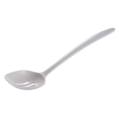 Melamine Slotted Food Serving Spoon, 12" Long, White