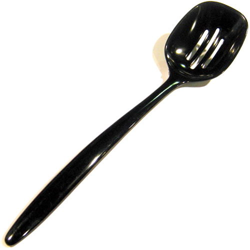 Melamine Slotted Food Serving Spoon, 12" Long, Black