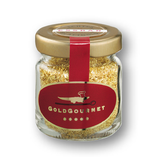Edible Gold Leaf Flakes in Clear Acrylic Cube Shaker. 100mg. 