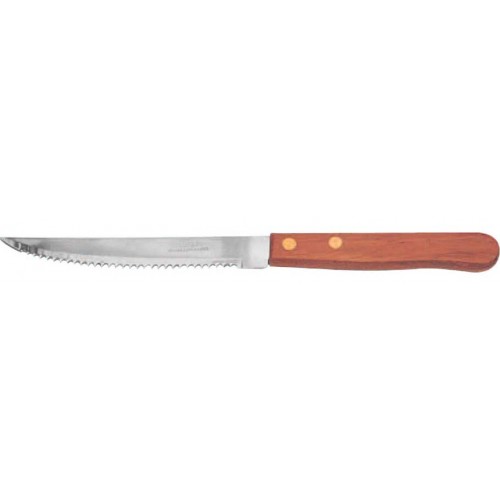 Winco Steak Knife, 4-1/2" Blade, Wooden Handle - Case of 12