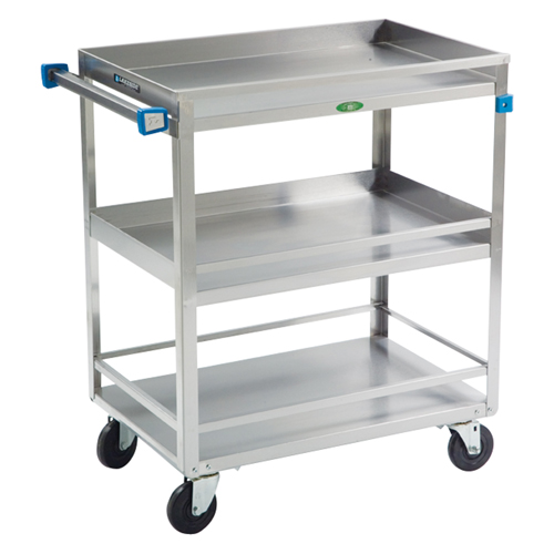 Lakeside 526 Stainless Steel Guard Rail Utility Cart 3 Shelf 15 1/2 x 24