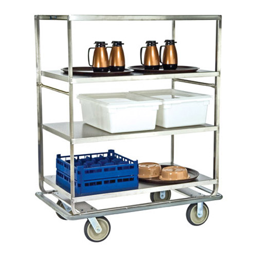 Lakeside LA581 Stainless Steel Tough Transport Banquet Cart 3 Shelf 28 x 46 - 3 Edges Up, 1 Down