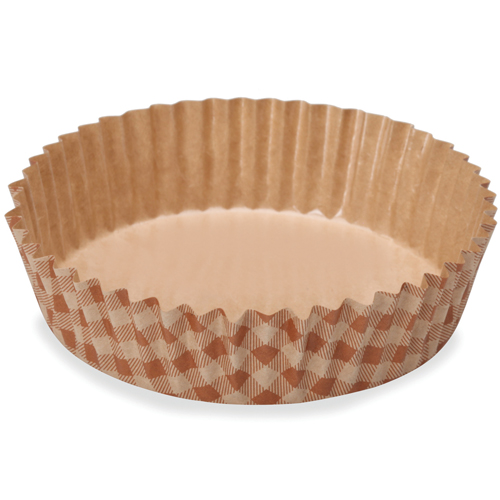 Welcome Home Brands Round Check Ruffled Paper Baking Pan, 3.9" Dia. x 1.2" High, Pack of 300