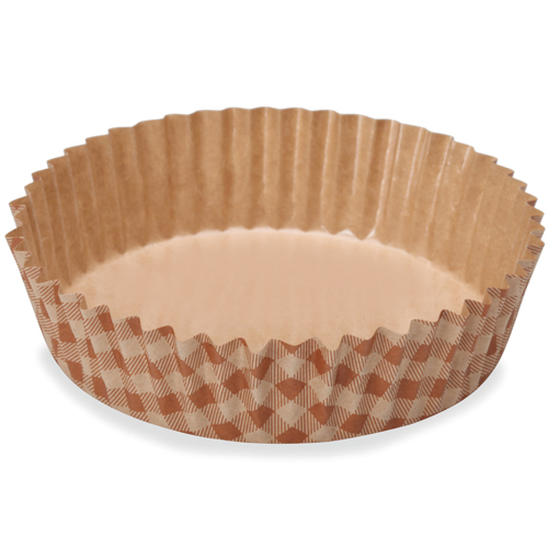 Welcome Home Brands Round Check Ruffled Paper Baking Pan, 3.9" Dia. x 1.2" High, Case of 1500