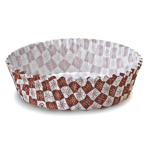 Welcome Home Brands Disposable Brown Block Ruffled Paper Tart / Quiche Pan, 3.9" Diameter x 1.2" High, Case of 1500