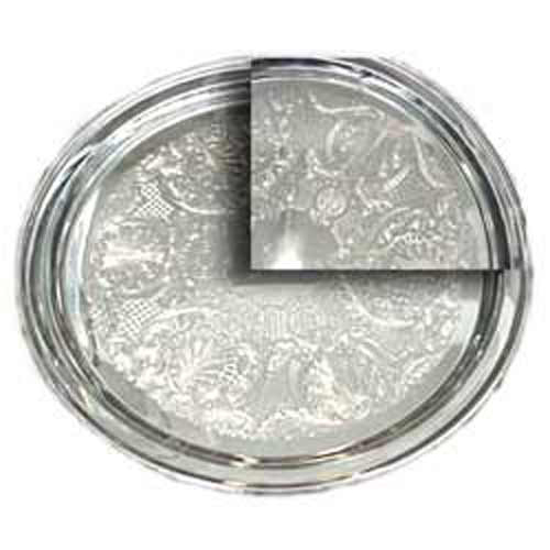 Stainless Steel Decorative Round Tray Inside Design. Heavy Duty, Overall size 8"