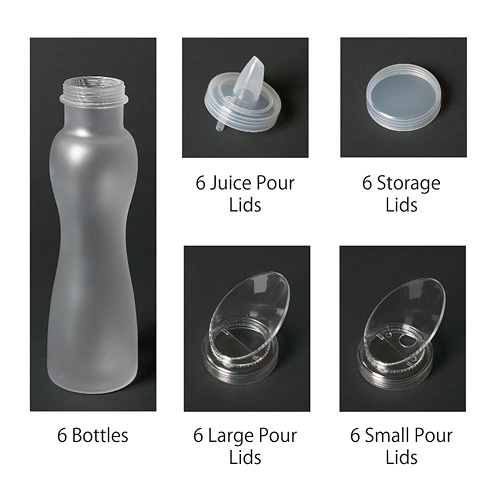 G. E. T. 32 oz. Salad Dressing Bottle Set. Includes 6 Bottles and 24 Lids