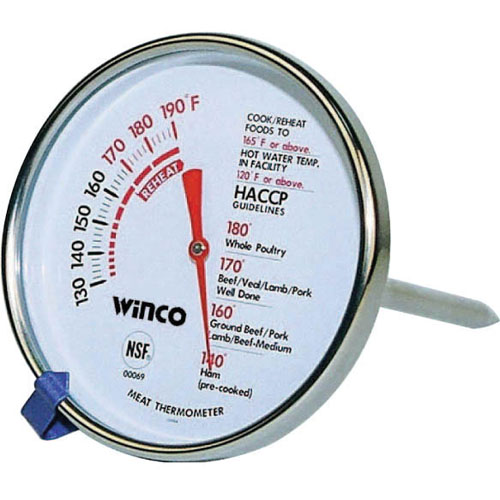 Winco Meat Thermometer, 130 to 190 F (3" Diameter)