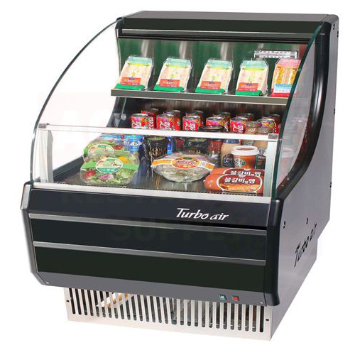 Turbo Air TOM-30LB Horizontal Low-Profile Open Display Merchandiser 28" - Black