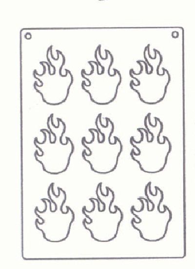 Tuile Template, Fire, 2.5" x 4". Overall sheet. 10.5" x 15.5"