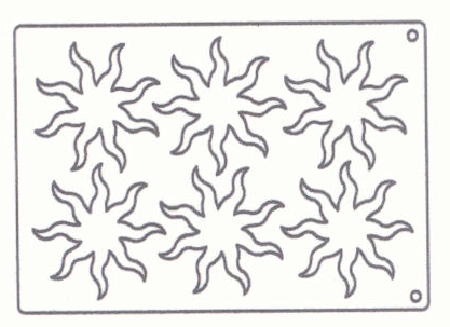 Tuile Template, Sun, 5" Overall sheet. 10.5" x 15.5"