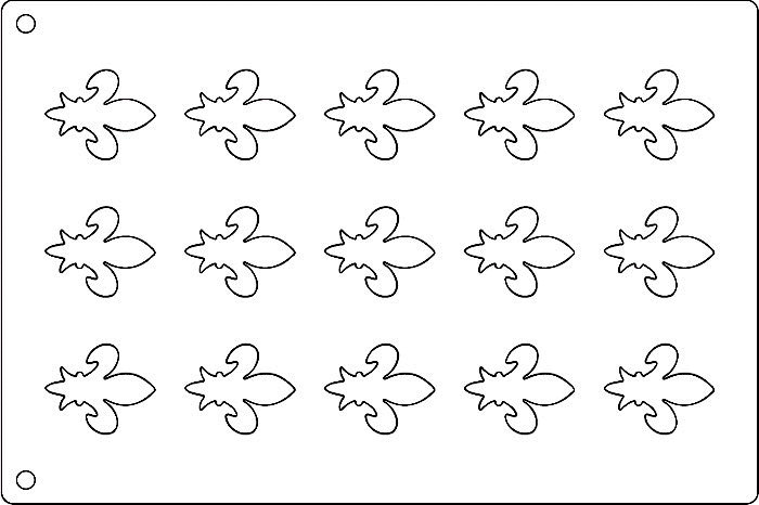 Tuile Template, Fleur-de-Lys, 1-7/8" x 2-1/4" Each. Overall Sheet 10.5" x 15.5"