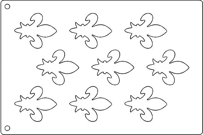 Tuile Template, Fleur-de-Lys, 2-3/4" x 3-1/4" Each. Overall Sheet 10.5" x 15.5"