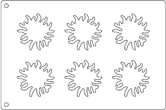 Tuile Template, Fireball, 3-1/2" Diameter Each. Overall Sheet 10.5" x 15.5"