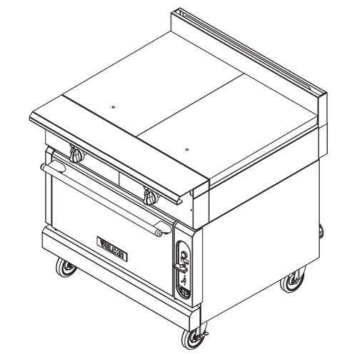 Vulcan V236H Heavy Duty Gas Range 36", 2-18" Hot Tops - Modular Base