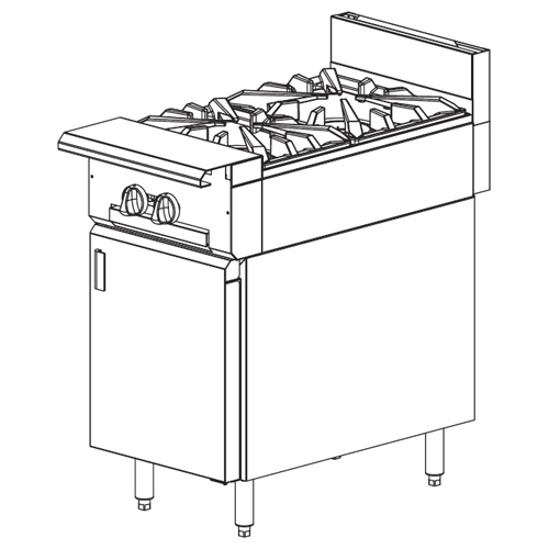 Vulcan V2B18B Heavy Duty Gas Range 18", 2 Burners - Cabinet Base