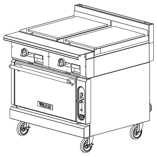 Vulcan V2P36B Heavy Duty Gas Range 36", Dual Plancha - Cabinet Base