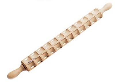 Ravioli Wooden Rolling Pin, Overall 16.75"
