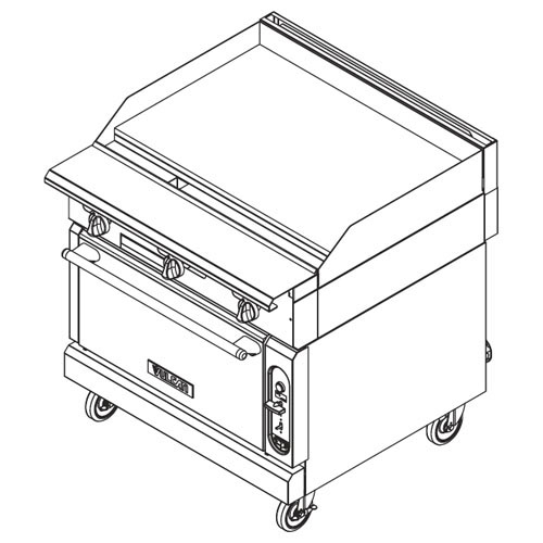 Vulcan VGM36 Heavy Duty Gas Range, 36" Manual Griddle - Modular Frame