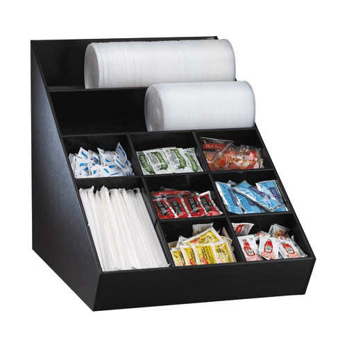 Dispense-Rite WLO-1B Lid, Straw & Condiment Countertop Organizer - Wide