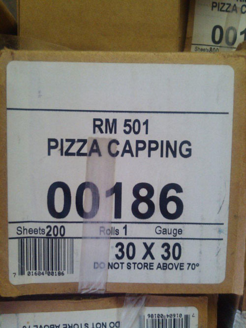 Heat Seal 30 x30 Wrap ,Roll of 200 Wraps For Heat Seal Pizza Capper ,16 Pizza
