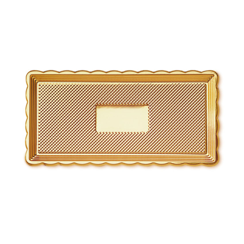 Alcas Rectangular Medoro Plastic Pastry Tray 40 x 15 cm, Gold Top, Dark Brown Bottom - Pack Of 5