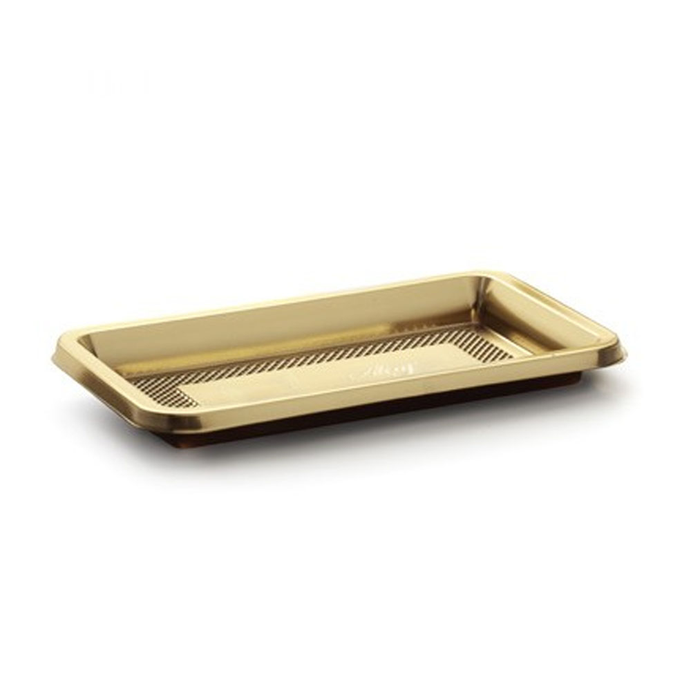 Alcas Rectangular Mini Medoro Tray, Gold, 12 cm x 7cm (4.72" x 2.75") - Pack of 100