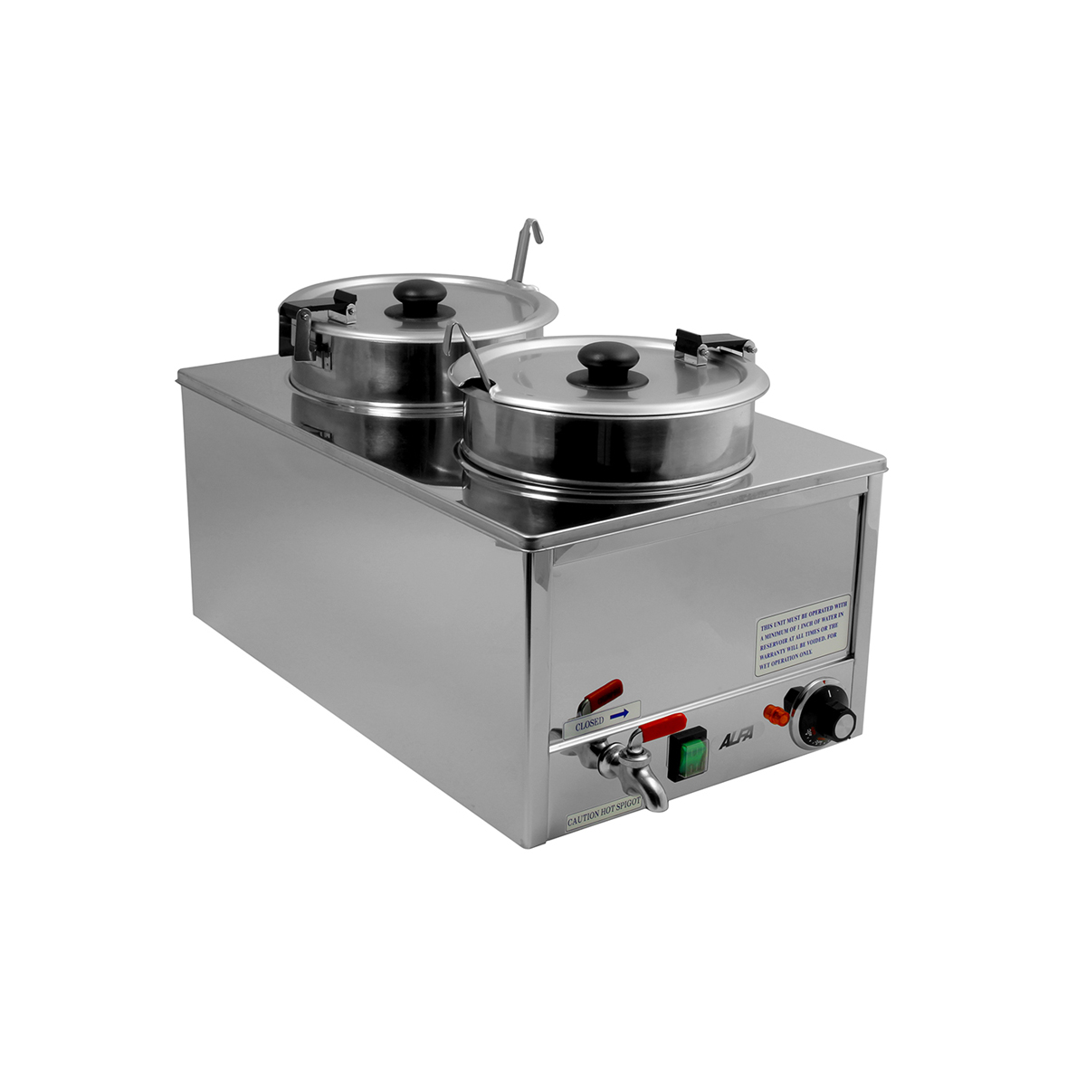 Alfa Fw9002 Dual Food Warmer With Ez Drain Spigot Countertop Food