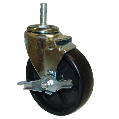 All Points 26-3269 5" Swivel Threaded Stem Caster with Brake - 1/2"-13 x 1 1/2" Stem, 260 lb. Capacity