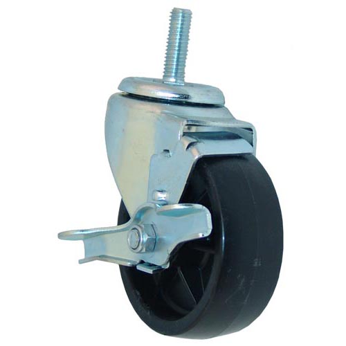 All Points 26-3271 4" Swivel Threaded Stem Caster with Brake - 1/2"-13 x 1 1/2" Stem, 240 lb. Capacity