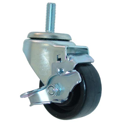 All Points 26-3284 3" Swivel Threaded Stem Caster with Brake - 1/2"-13 x 1 1/2" Stem, 220 lb. Capacity